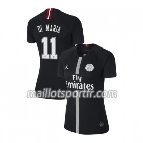 Maillot de Foot Paris Saint Germain Di Maria 11 Jordan Noir Femme Troisième 2018/19